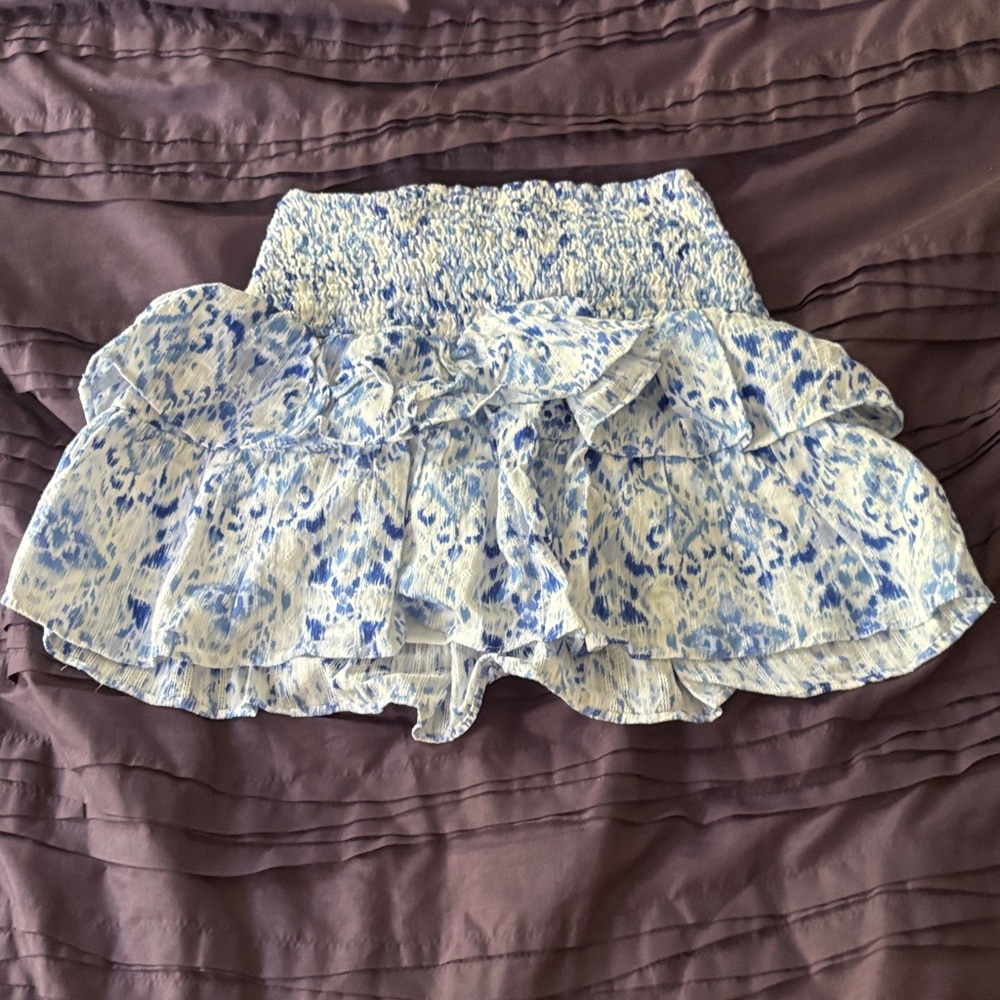 Olivaceous Blue and White Mini Skirt